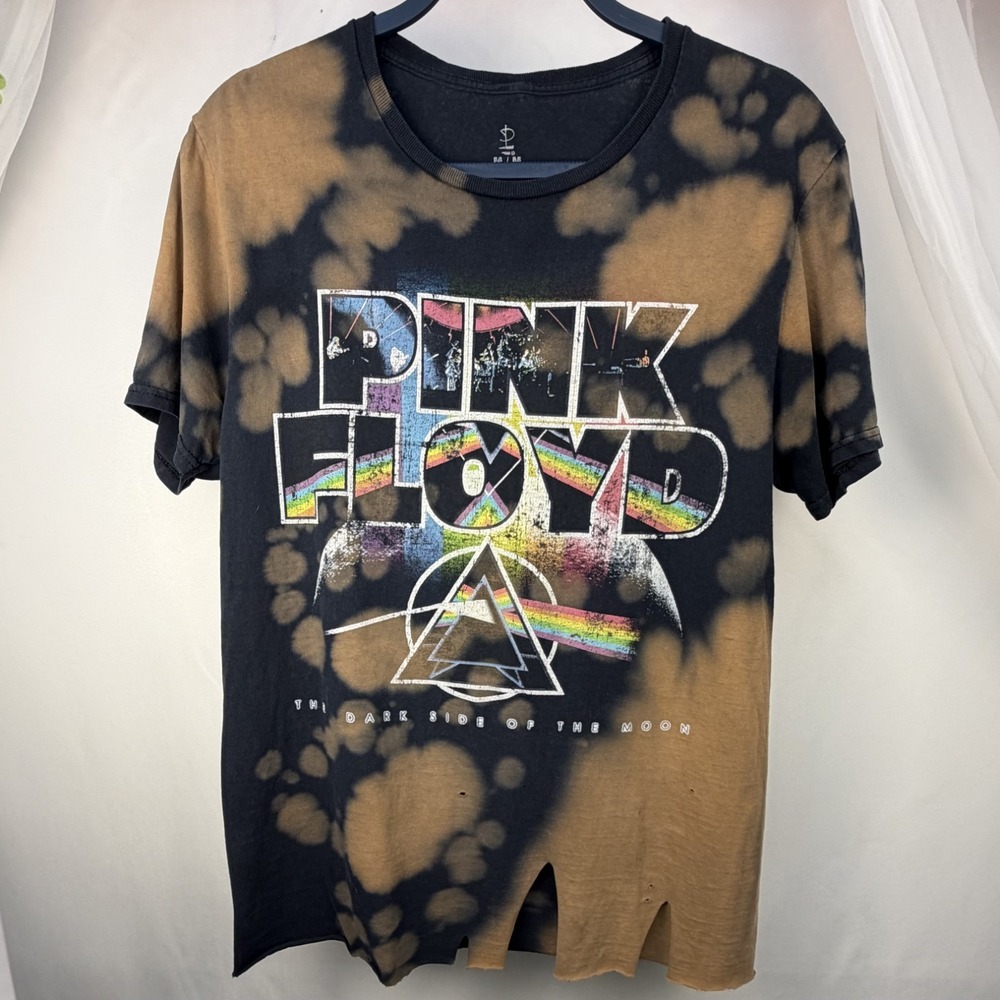 Pink Floyd Bleached Dark‎ Side Of The Moon Tee Black Band Tee Mens Medium M Rock